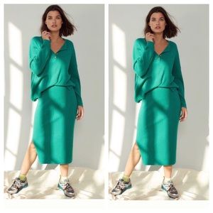 Anthropologie Green Sweater Set